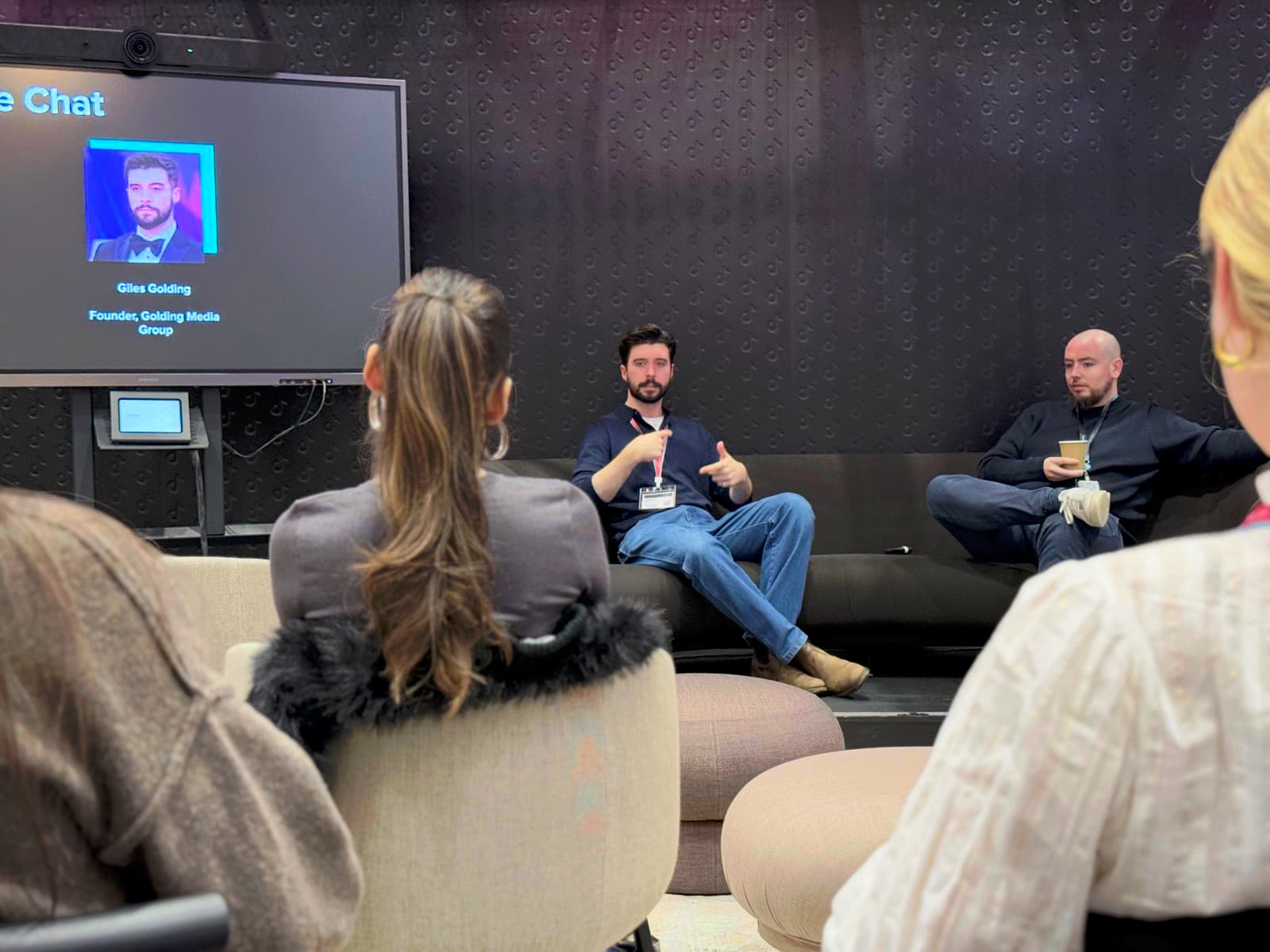 Giles Golding presenting at TikTok's London HQ