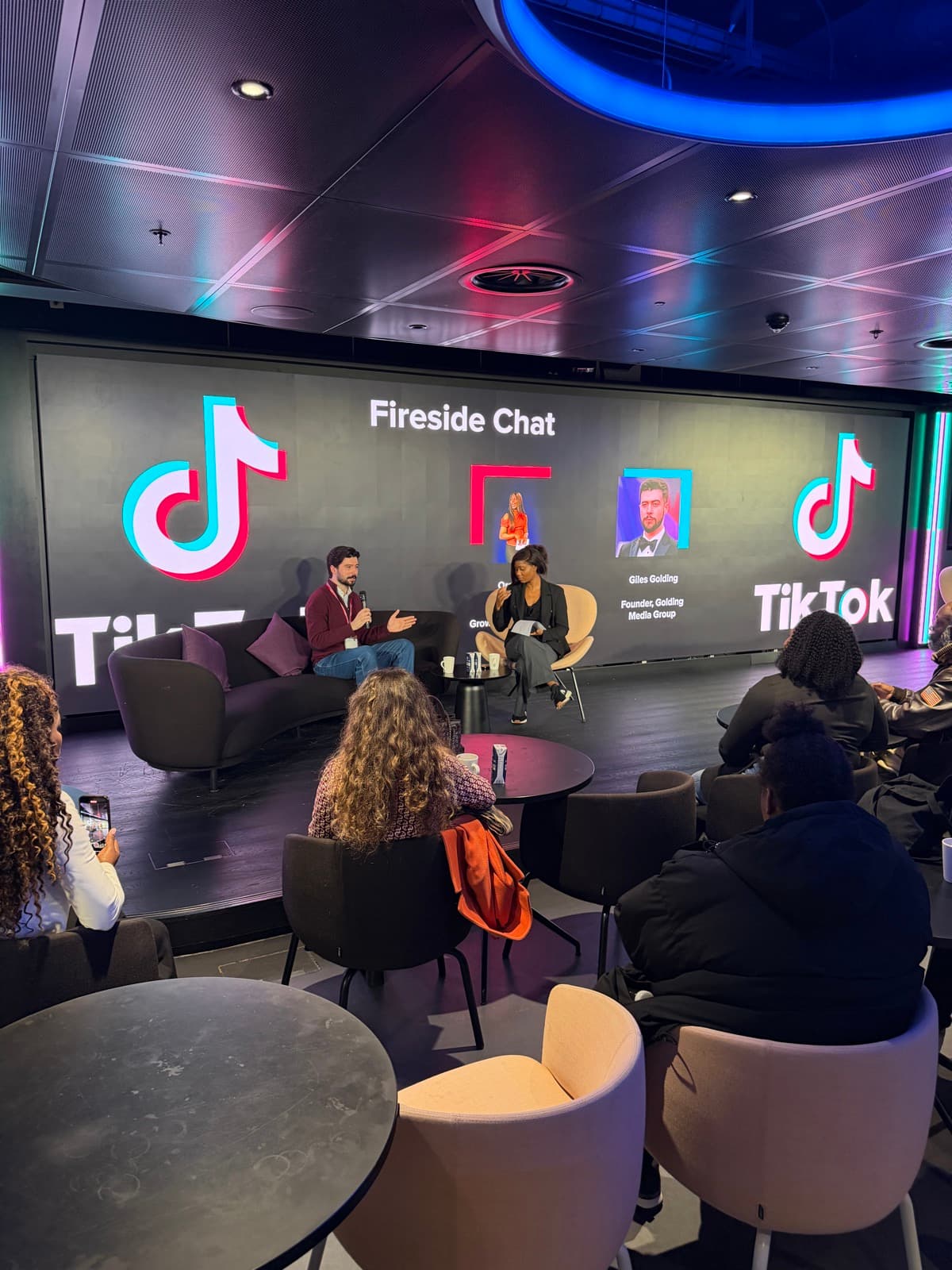 The Fireside Chat stage at TikTok's London HQ